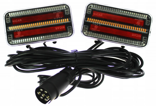 Set Lampi spate magnetice, 3 functii, 12-24V, cablu 12 m