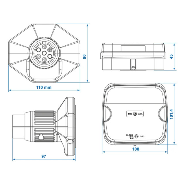 Set 2 lampi pentru remorca LED Wireless, cu magnet (Bluetooth) 7-pin - imagine 3