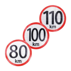 Autocolant indicator limitare viteza reflectorizant , de la 50 la 100 km, fi20