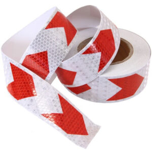 Banda reflectorizanta alba cu sageata rosie, 10cm x 25m