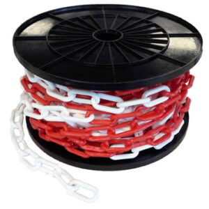 Lant plastic bariera, alb-rosu 25m