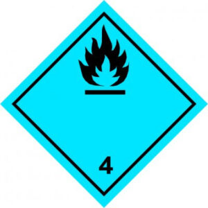 Autocolant, Pericol Transport substante care in contact cu apa degaja gaze inflamabile clasa 4.3a