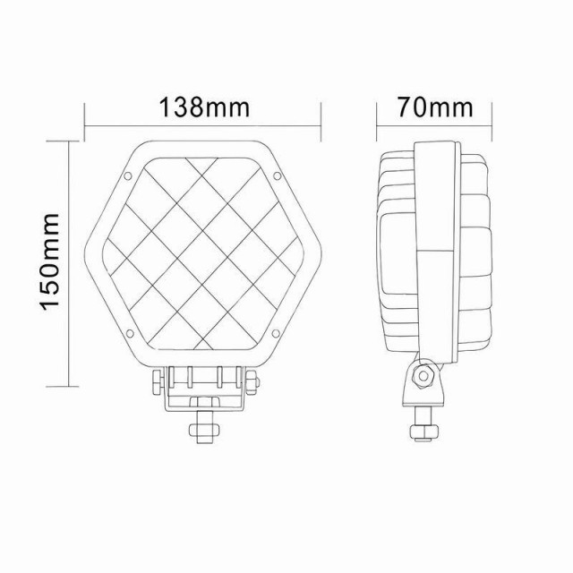 Proiector LED cu grilaj metalic, 16 leduri 13-30V 48W - imagine 2