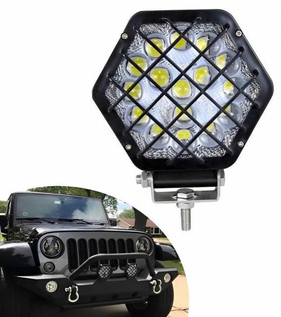 Proiector LED cu grilaj metalic, 16 leduri 13-30V 48W - imagine 3