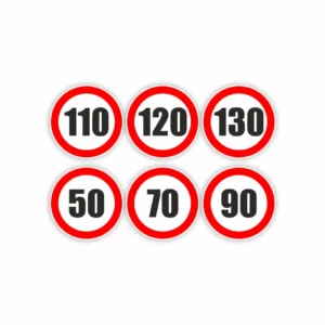 Autocolant indicator limitare viteza , de la 50 la 130 km, fi 12cm