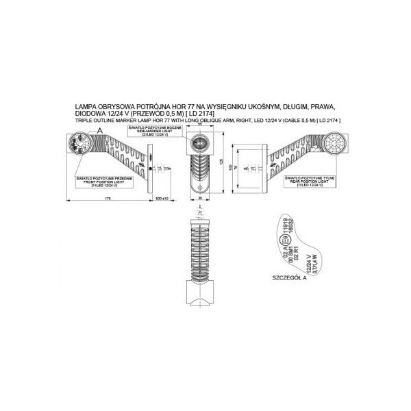 Lampa gabarit LED 3 culori, stanga, HORPOL - imagine 2