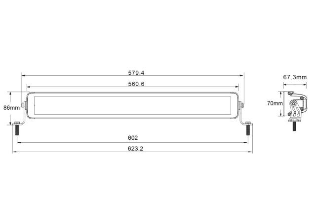 Proiector LED tip bara 12/24V, 83W, 579mm, VIGNAL - imagine 3